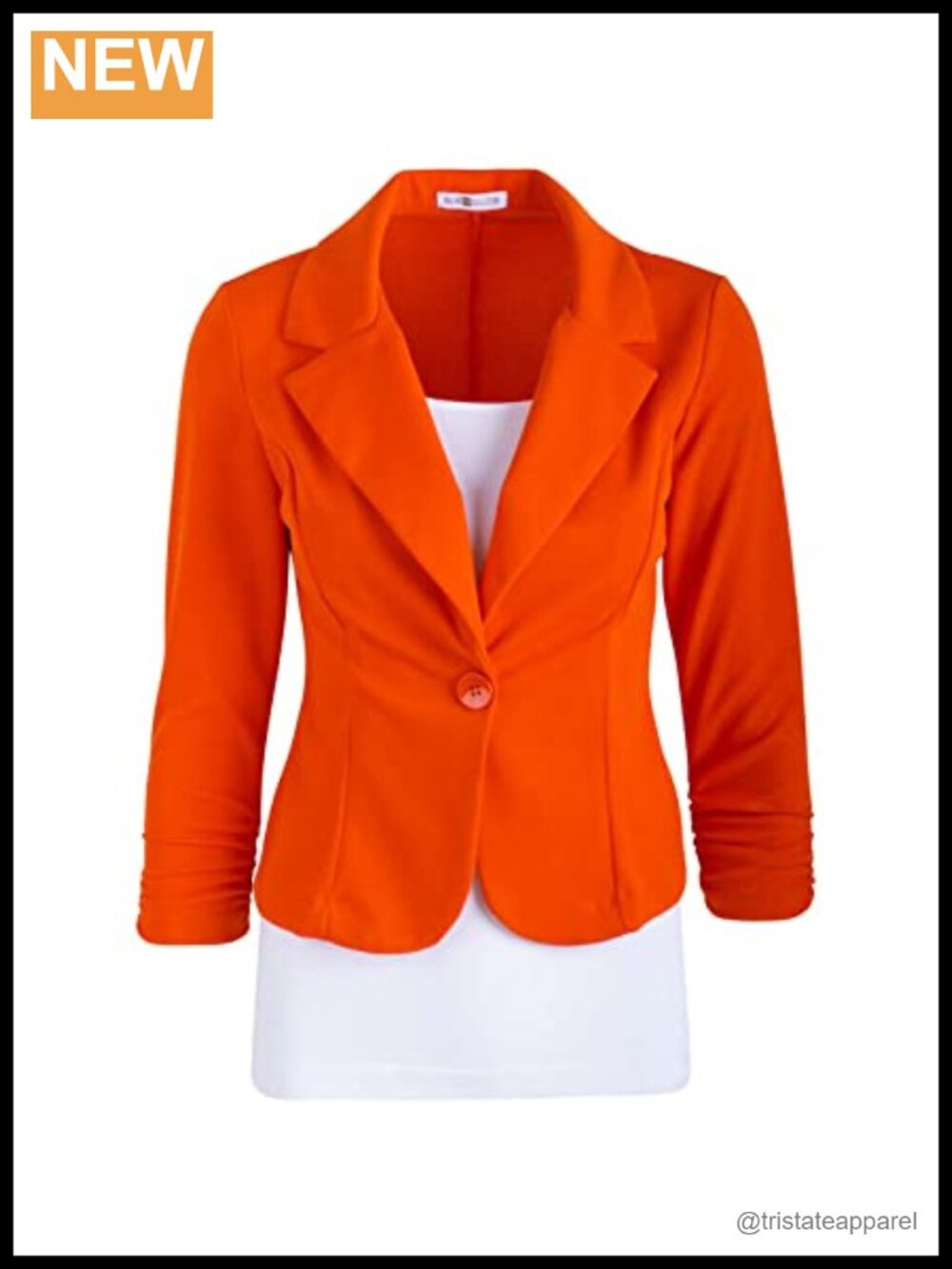 Stretch Knit Blazer 3/4 Scrunch Sleeve Career Work Wear